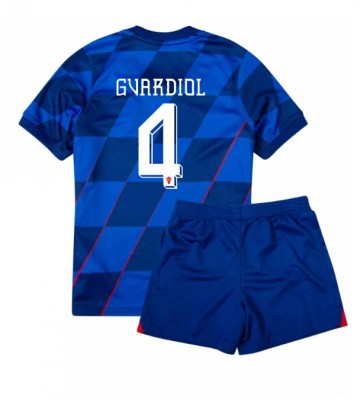 Kroatien Josko Gvardiol #4 Udebanesæt Børn EM 2024 Kort ærmer (+ korte bukser)